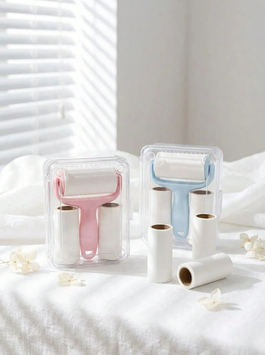 Haus Hana 1 Set Convenient Mini Lint Roller Kit - 1 Handle + 3 Refill Rolls, Strong Adhesive For Pet Hair Removal, Easy To Use, Reusable Handle, No Electricity Needed For Pet/Clothes/Carpet/Car Seats,