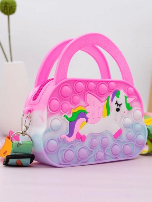 Heart-Shaped Handbag, Silicone Crossbody Bag, Unicorn Wallet- Stress Relief, Durable Storage Small Bag