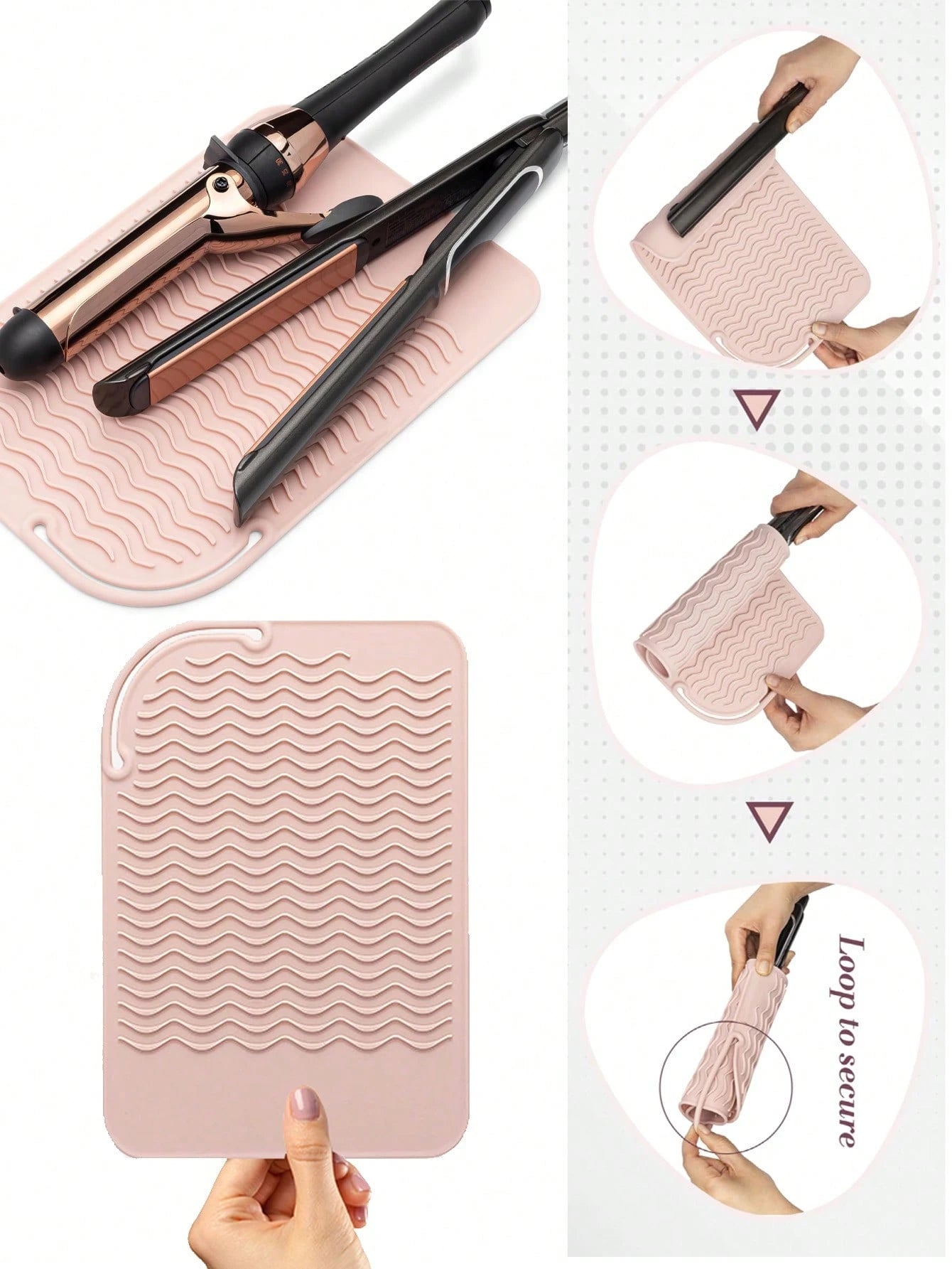 Heat Resistant Silicone Pad, Portable Travel Mat, Suitable For Salon, Beauty, Travel Essentials, Beach, Bathroom, Bedroom, Large Capacity, Hair Care, Travel, Hair Products, Hair Tools, Hair Accessorie