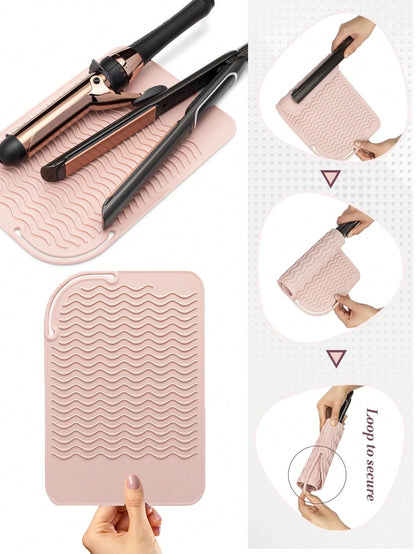 Heat Resistant Silicone Pad, Portable Travel Mat, Suitable For Salon, Beauty, Travel Essentials, Beach, Bathroom, Bedroom, Large Capacity, Hair Care, Travel, Hair Products, Hair Tools, Hair Accessorie