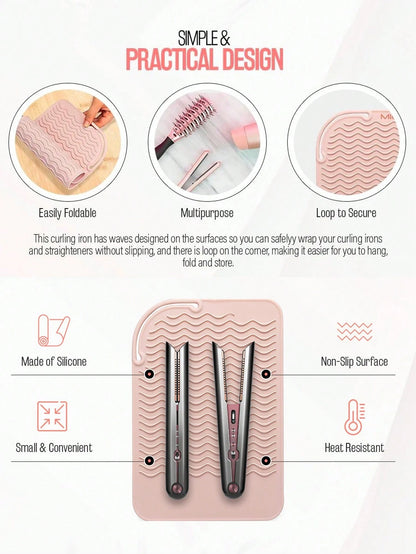 Heat Resistant Silicone Pad, Portable Travel Mat, Suitable For Salon, Beauty, Travel Essentials, Beach, Bathroom, Bedroom, Large Capacity, Hair Care, Travel, Hair Products, Hair Tools, Hair Accessorie