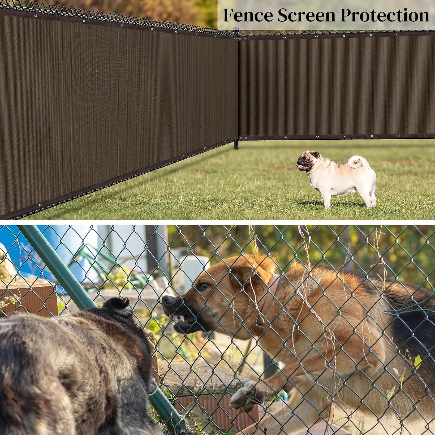 Heavy-Duty Plastic Outdoor Privacy Net Screen With Brown Edging- UV-Blocking & Windproof Semi- Fence Panel, 81-90% Shading Rate, Grommets & Zip Ties Included For Easy Installation- Ideal For Backyar
