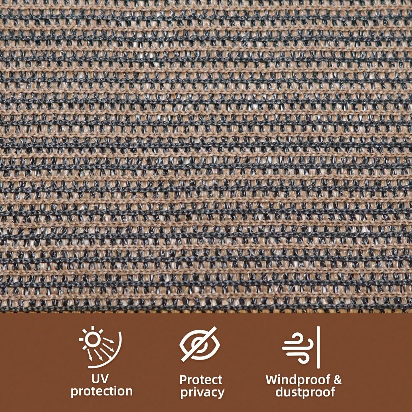 Heavy-Duty Plastic Outdoor Privacy Net Screen With Brown Edging- UV-Blocking & Windproof Semi- Fence Panel, 81-90% Shading Rate, Grommets & Zip Ties Included For Easy Installation- Ideal For Backyar