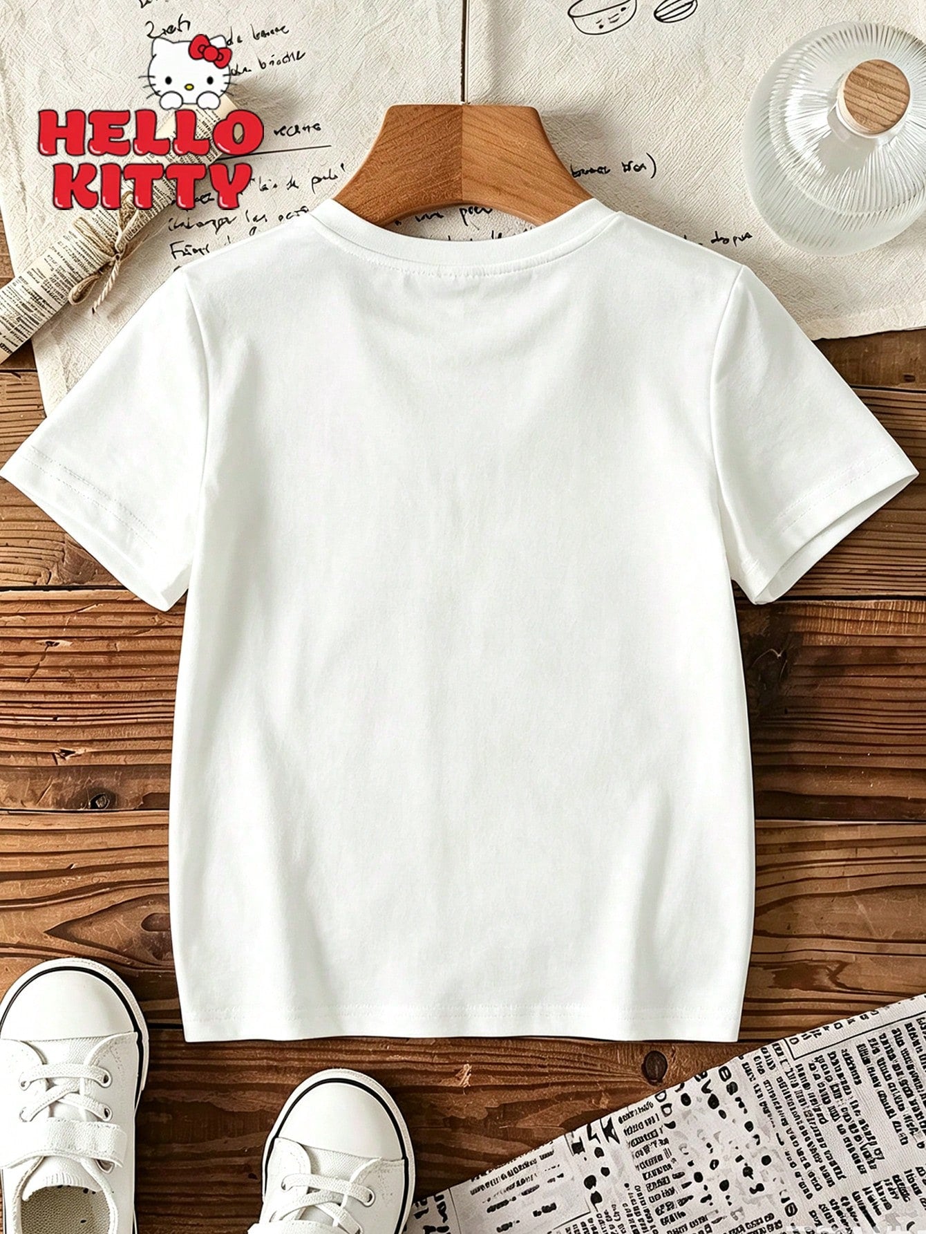 Hello Kitty Collaboration Toddler Girls Pink Letter Graphic Cute Short Sleeve Tee- Ultra-Soft & Breathable Summer Everyday Wear For 6M-3Y