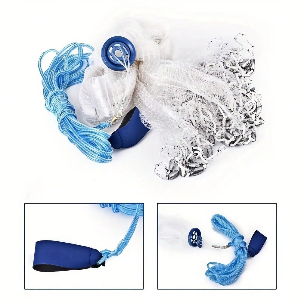 High Quality Nylon Fishing Net, 8 Feet, Handmade American Mesh, Suitable For Various Fish, Equipped With Zinc Alloy Heavy Objects, Durable And Efficient, Suitable For Fishermen To Use