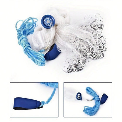 High Quality Nylon Fishing Net, 8 Feet, Handmade American Mesh, Suitable For Various Fish, Equipped With Zinc Alloy Heavy Objects, Durable And Efficient, Suitable For Fishermen To Use