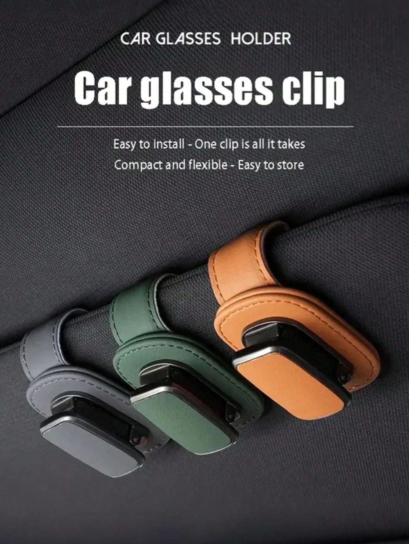 High-Quality PU Leather & Metal Car Sun Visor Glasses Holder- Universal Clip-On Design Fits 99% Of Vehicles, Strong Elastic Clip, Scratch-Resistant, Easy Installation, Holds Eyeglasses, Fashion Glass