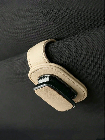 High-Quality PU Leather & Metal Car Sun Visor Glasses Holder- Universal Clip-On Design Fits 99% Of Vehicles, Strong Elastic Clip, Scratch-Resistant, Easy Installation, Holds Eyeglasses, Fashion Glass