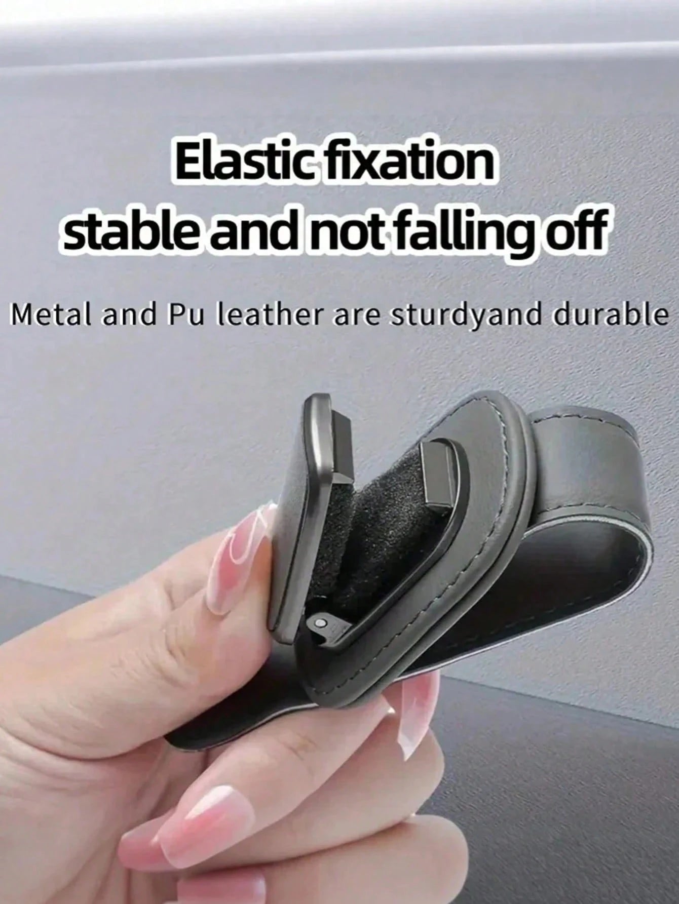 High-Quality PU Leather & Metal Car Sun Visor Glasses Holder- Universal Clip-On Design Fits 99% Of Vehicles, Strong Elastic Clip, Scratch-Resistant, Easy Installation, Holds Eyeglasses, Fashion Glass