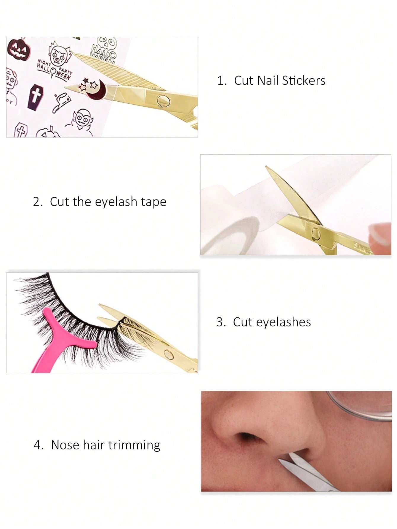 HMQ beauty 1pc Stainless Steel Eyebrow Scissors, False Eyelash, Nose Hair, Beard & Eyebrow Trimmer, Facial Hair Removal Tool