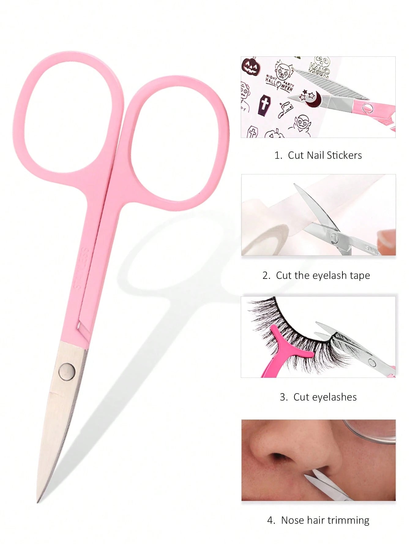 HMQ beauty 1pc Stainless Steel Eyebrow Scissors, False Eyelash, Nose Hair, Beard & Eyebrow Trimmer, Facial Hair Removal Tool