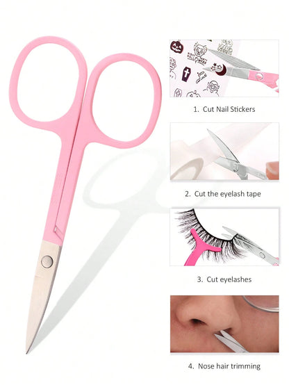 HMQ beauty 1pc Stainless Steel Eyebrow Scissors, False Eyelash, Nose Hair, Beard & Eyebrow Trimmer, Facial Hair Removal Tool