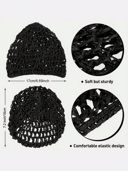 Hollow Out Crochet Hat Silk Bonnet Satin Bonnet Hair Sleep Cap Sleep Bonnet