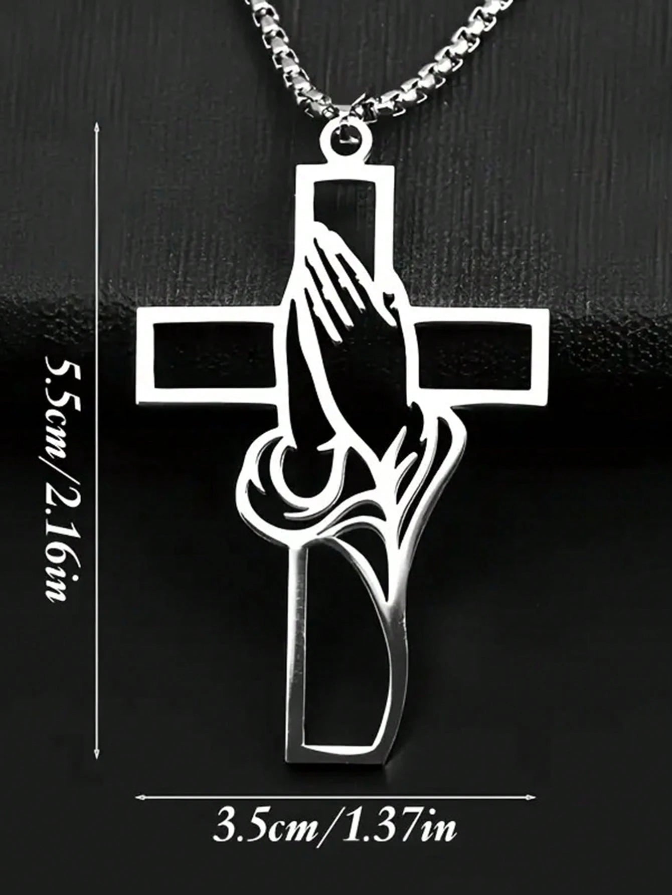 Hollow Prayer Gesture Cross Pendant, Car Interior Decor Charm, Elegant Cross Pendant