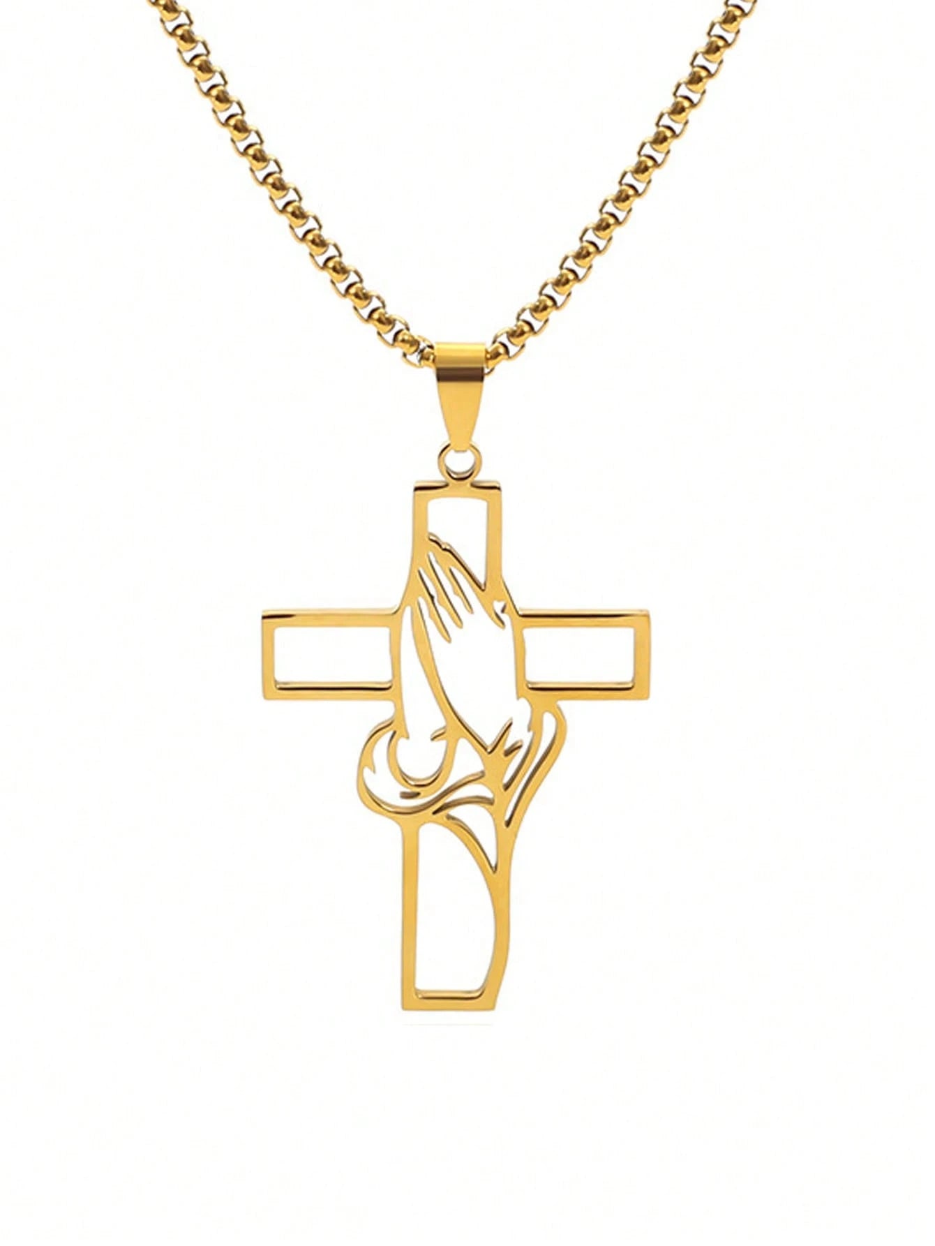 Hollow Prayer Gesture Cross Pendant, Car Interior Decor Charm, Elegant Cross Pendant