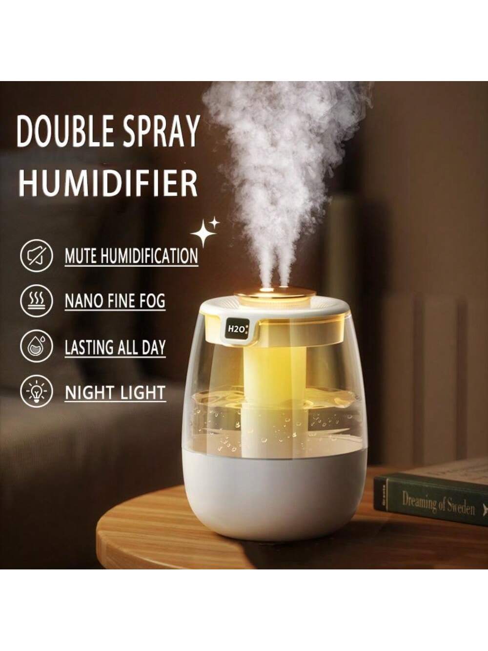Home Air Purifier,Ultra-Quiet Large Capacity USB Humidifier- Ideal For Bedroom & Desk, Home Air Purifier