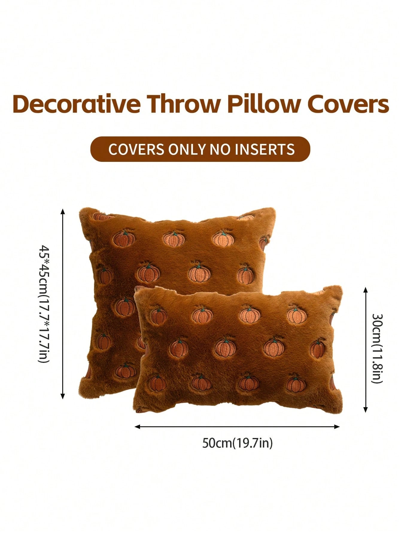 Homemorelove 1/2pcs PV Velvet Small Pumpkin Embroidered Pillow Case, Autumn Decor, Thanksgiving, Halloween Atmosphere Home Decoration Throw Pillow, Suitable For Living Room, Bedroom, Sofa, Pillow Inse