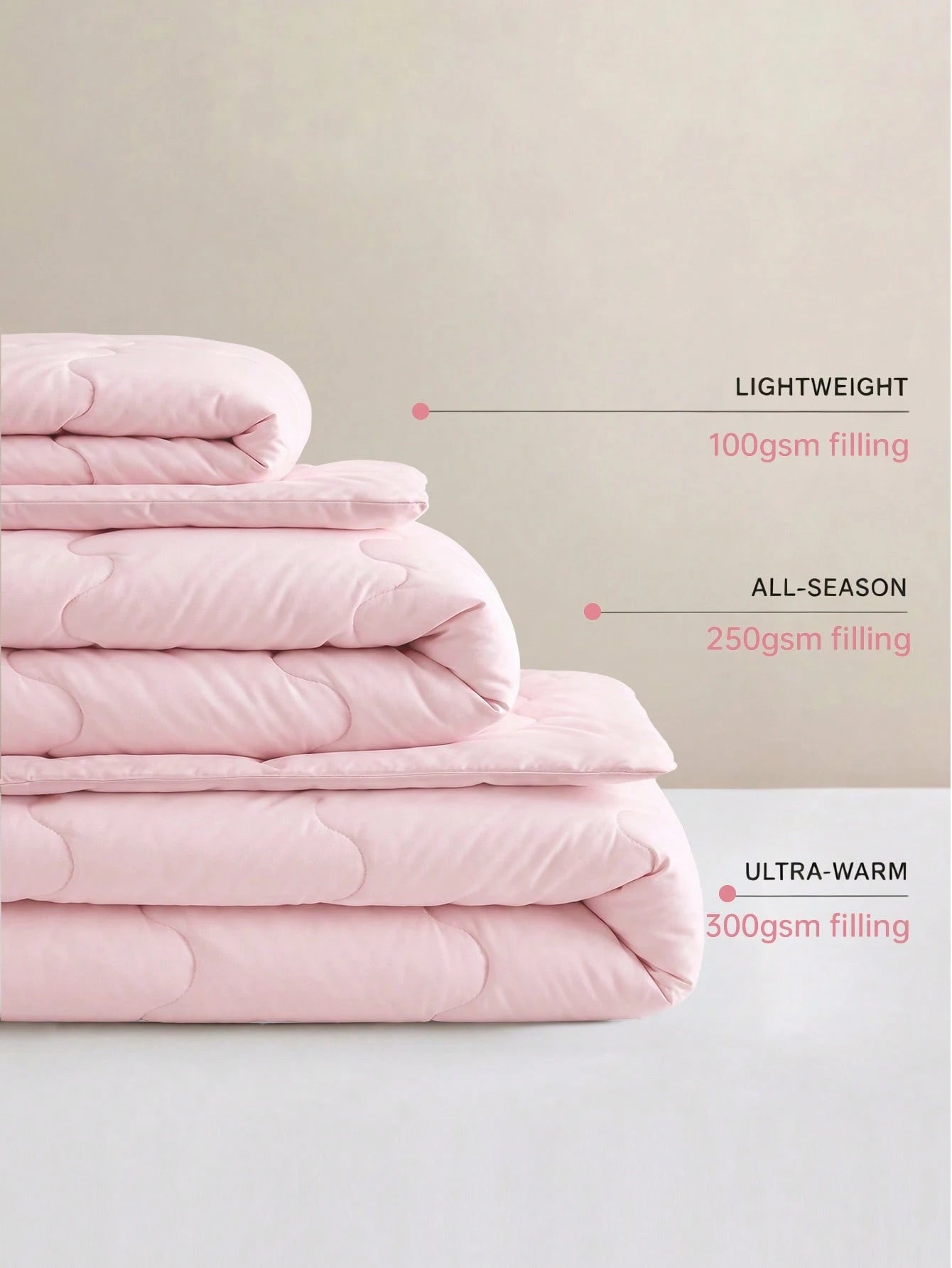 HONEYMOON 2/3 Piece Wavy Quilted Comforter Set (Summer Thin Quilt) (2-Piece Set = 1 Comforter + 1 Pillowcase; 3-Piece Set = 1 Comforter + 2 Pillowcases)- 100% Polyester Fabric With Grid Stitching, Li