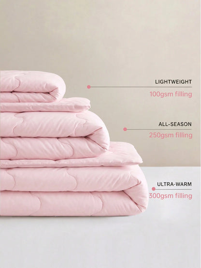 HONEYMOON 2/3 Piece Wavy Quilted Comforter Set (Summer Thin Quilt) (2-Piece Set = 1 Comforter + 1 Pillowcase; 3-Piece Set = 1 Comforter + 2 Pillowcases)- 100% Polyester Fabric With Grid Stitching, Li