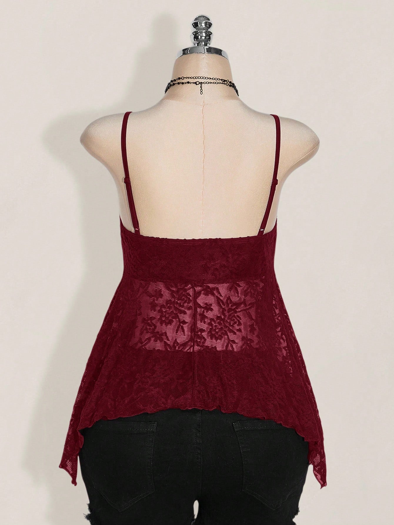 ICON Plus Size Women Knotted Lace Ruffle Asymmetrical Hem Casual Versatile Date Night Camisole Top