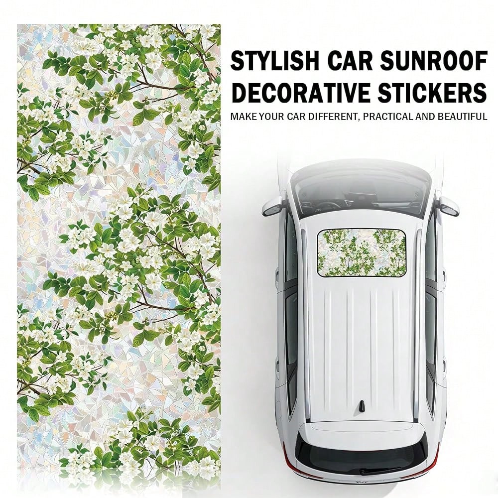 In Car Sunroof Stained Glass Window Film,Stylish Sunroof Sticker Static Cling Privacy Film Sun Protection,Stained Glass Sunroofs Films