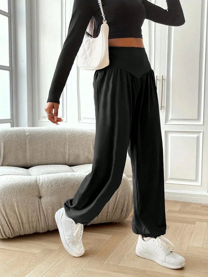 INAWLY Women's High Waist Loose Yoga Pants,Black Winter Casual Lounge Home & Leisure Graduation,Back To School Teacher Outfits,Fall Cloth For Women