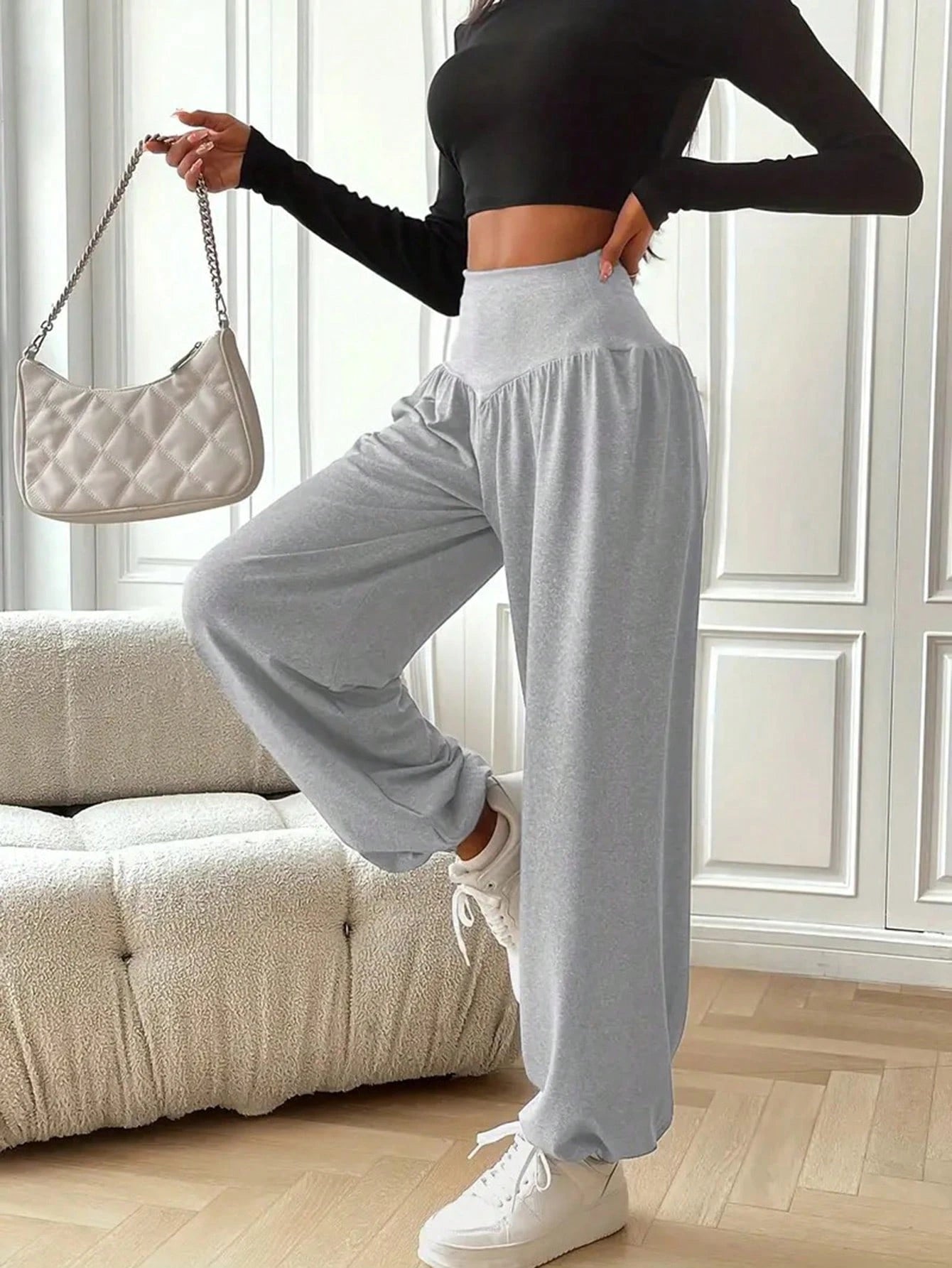 INAWLY Women's High Waist Loose Yoga Pants,Black Winter Casual Lounge Home & Leisure Graduation,Back To School Teacher Outfits,Fall Cloth For Women