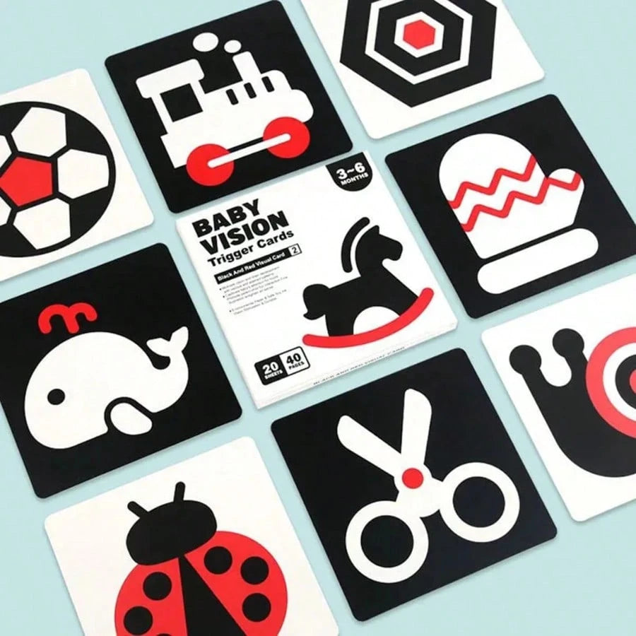Infant Visual Trigger Cards Set- Age-Specific (0-3/3-6/6-12/12-24 Months) Visual Stimulation Flash Cards, Newborn Early Education Toys, Black & White/Colorful Patterns, Promote Infant Visual Developm