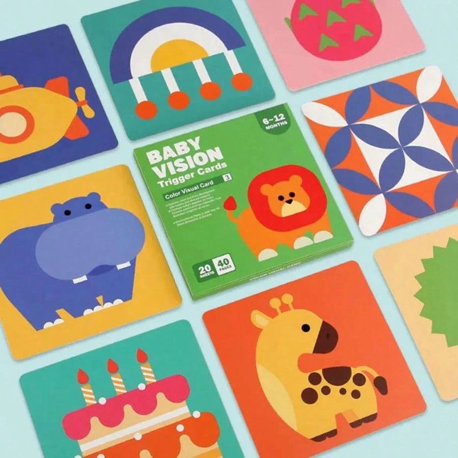 Infant Visual Trigger Cards Set- Age-Specific (0-3/3-6/6-12/12-24 Months) Visual Stimulation Flash Cards, Newborn Early Education Toys, Black & White/Colorful Patterns, Promote Infant Visual Developm