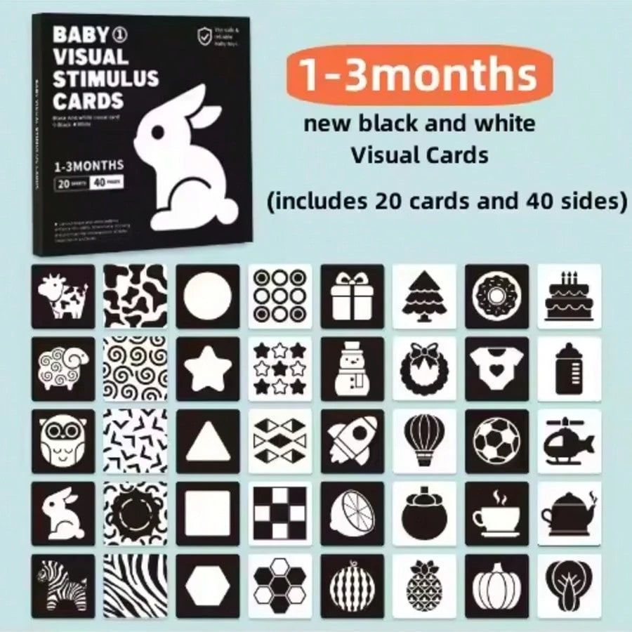Infant Visual Trigger Cards Set- Age-Specific (0-3/3-6/6-12/12-24 Months) Visual Stimulation Flash Cards, Newborn Early Education Toys, Black & White/Colorful Patterns, Promote Infant Visual Developm