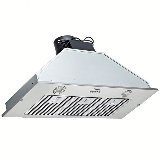 Insert Range Hood, 800CFM 3-Speed, 36 Inch Stainless Steel Built-In Kitchen Vent With Push Button Control LED Lights Baffle Filters, Ducted/Ductless Convertible, ETL Listed