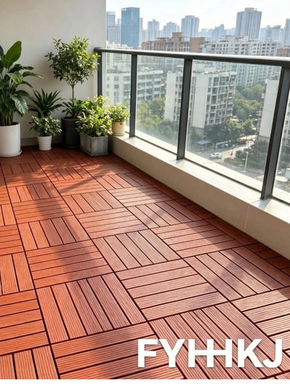 Interlocking Deck Tiles, Waterproof Plastic Patio Floor Tiles, Snap Together Outdoor Flooring, Easy DIY Install Balcony Garden Poolside Backyard Courtyard Flooring Tile, Weather Resistant Interlock Fl
