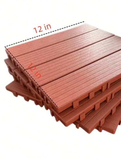 Interlocking Deck Tiles, Waterproof Plastic Patio Floor Tiles, Snap Together Outdoor Flooring, Easy DIY Install Balcony Garden Poolside Backyard Courtyard Flooring Tile, Weather Resistant Interlock Fl