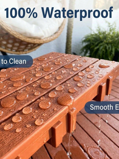 Interlocking Deck Tiles, Waterproof Plastic Patio Floor Tiles, Snap Together Outdoor Flooring, Easy DIY Install Balcony Garden Poolside Backyard Courtyard Flooring Tile, Weather Resistant Interlock Fl