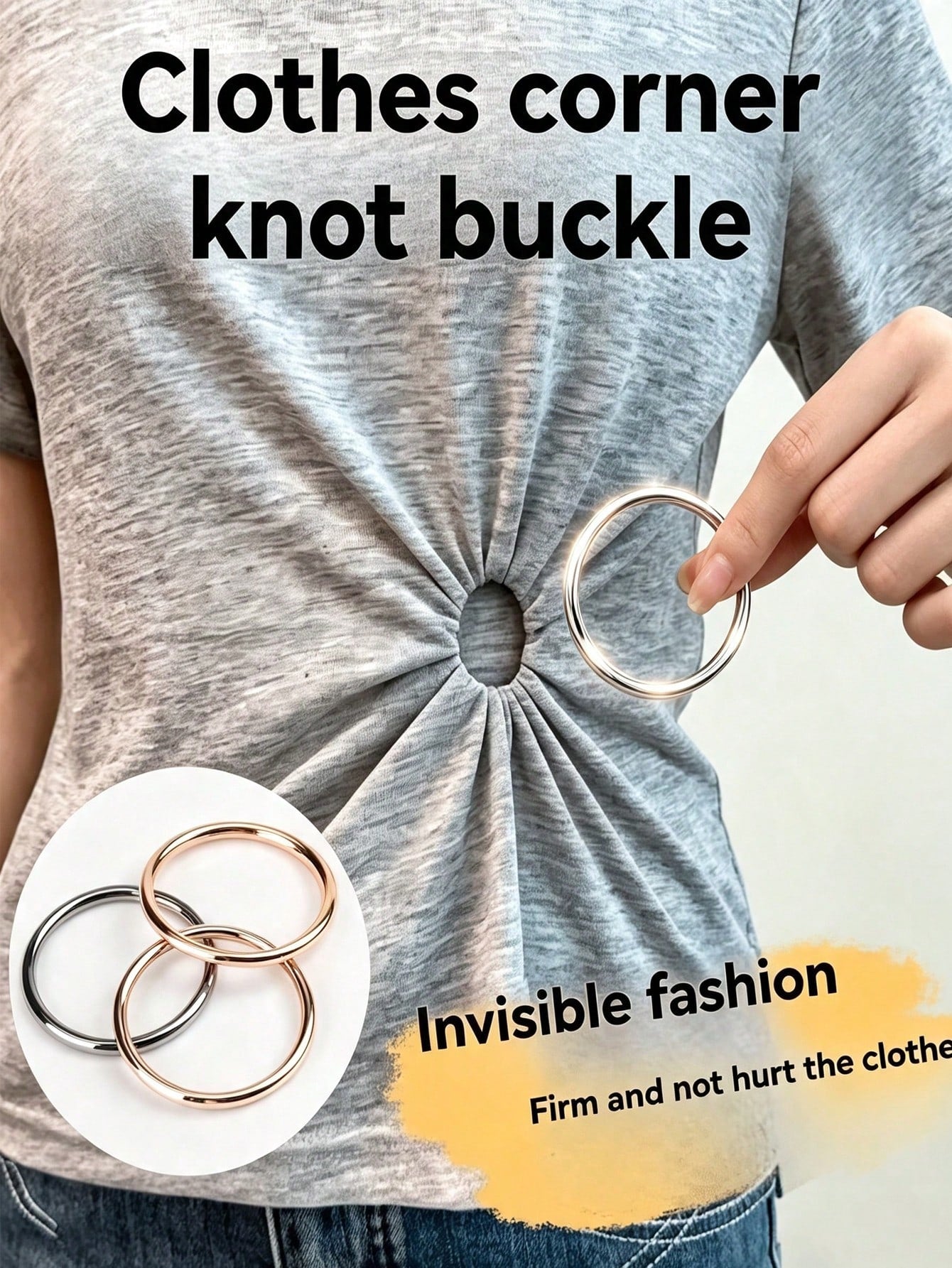 Invisible Clothing Accessories Rubber Band Set, Shirt & Dress Back Tightening Clips With Metal Rings, Short Sleeve T-Shirt & Dress Waist Buckle Back Clips, Waist Cinching Belt