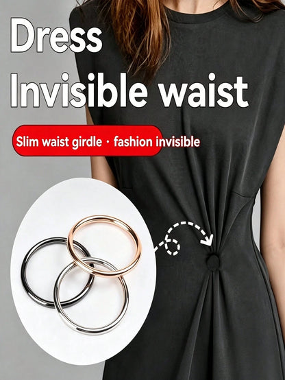 Invisible Clothing Accessories Rubber Band Set, Shirt & Dress Back Tightening Clips With Metal Rings, Short Sleeve T-Shirt & Dress Waist Buckle Back Clips, Waist Cinching Belt