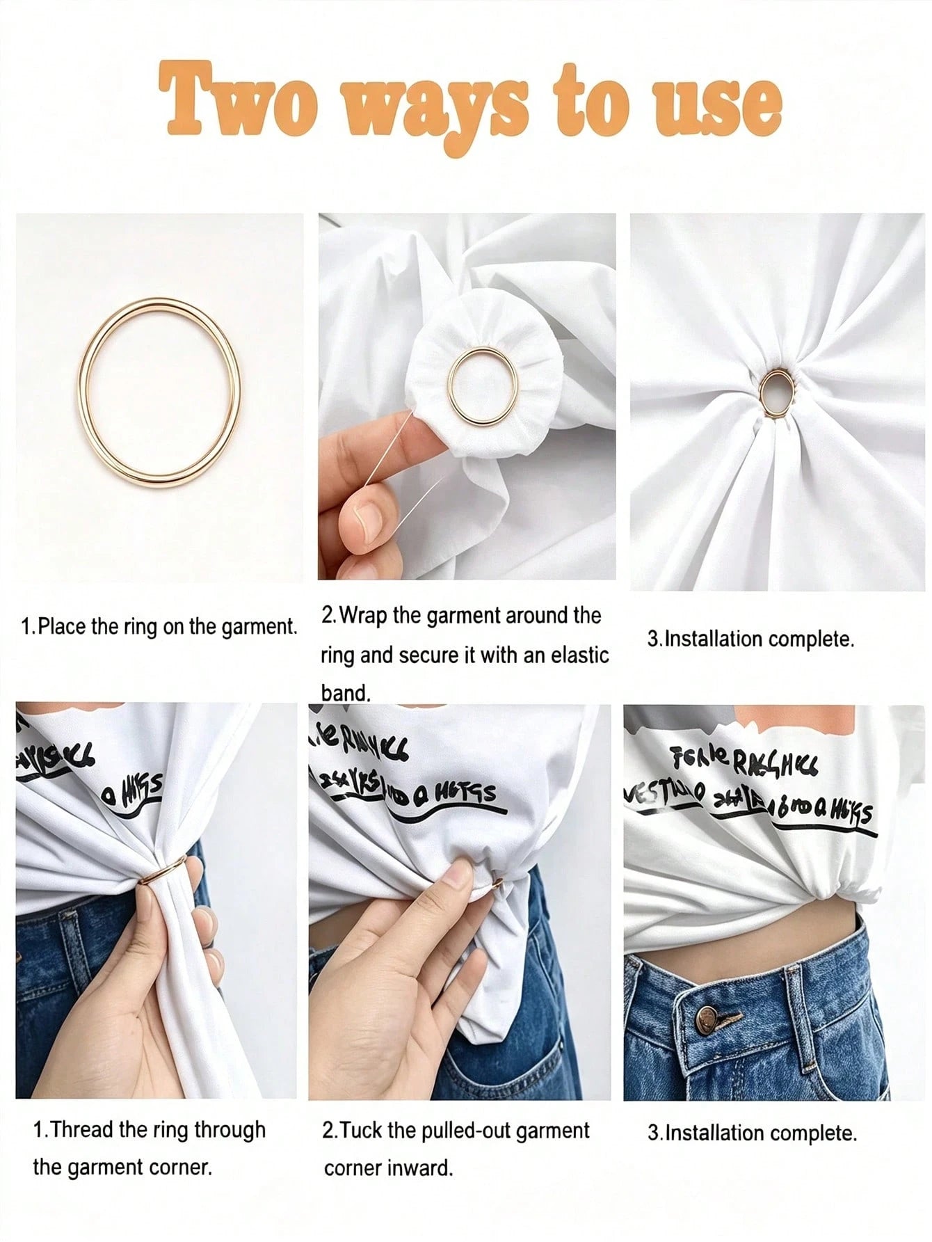 Invisible Clothing Accessories Rubber Band Set, Shirt & Dress Back Tightening Clips With Metal Rings, Short Sleeve T-Shirt & Dress Waist Buckle Back Clips, Waist Cinching Belt