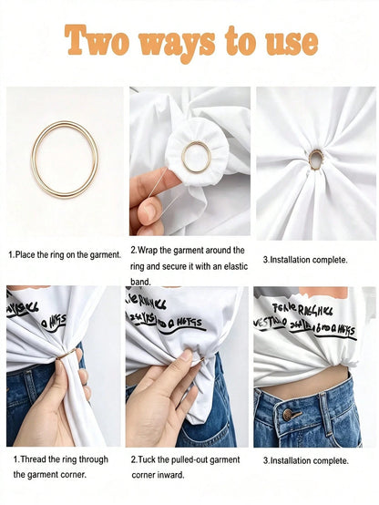 Invisible Clothing Accessories Rubber Band Set, Shirt & Dress Back Tightening Clips With Metal Rings, Short Sleeve T-Shirt & Dress Waist Buckle Back Clips, Waist Cinching Belt