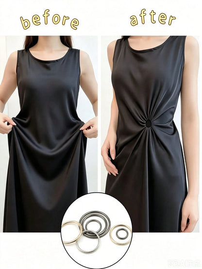 Invisible Clothing Accessories Rubber Band Set, Shirt & Dress Back Tightening Clips With Metal Rings, Short Sleeve T-Shirt & Dress Waist Buckle Back Clips, Waist Cinching Belt