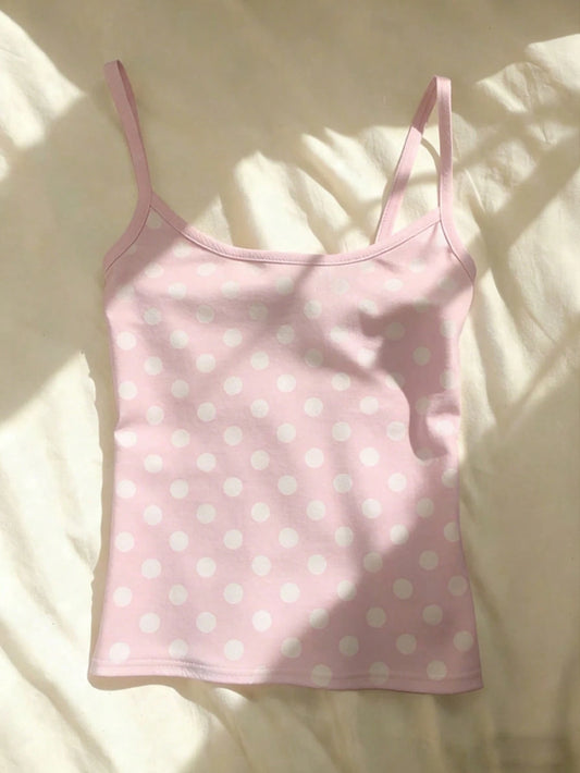 IslaSuriya Women's Fashionable Versatile Polka Dot Print Camisole