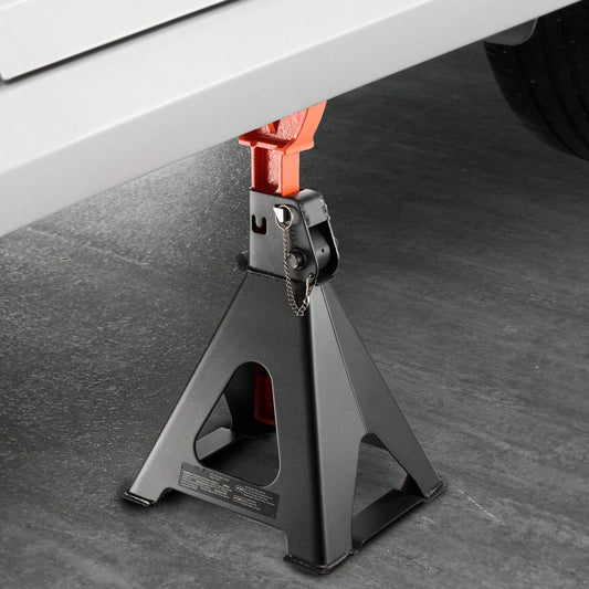 Jack Stands, 6 Ton (13,000 Lbs) Capacity, 14.6-22.8 In Adjustable Height, Heavy Duty Steel Jack Auto Stands With Double Locking, For Lifting RV, Small Truck, Car, SUV, 1 Pair, Black And Orange