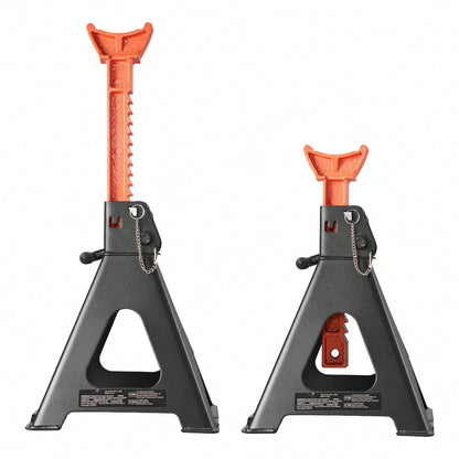 Jack Stands, 6 Ton (13,000 Lbs) Capacity, 14.6-22.8 In Adjustable Height, Heavy Duty Steel Jack Auto Stands With Double Locking, For Lifting RV, Small Truck, Car, SUV, 1 Pair, Black And Orange