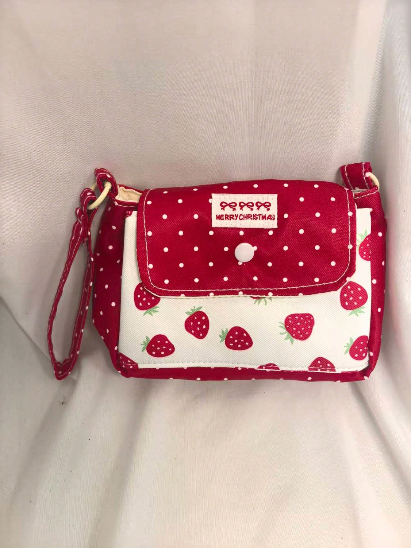 Japanese & Korean Style Niche Double Layer Cute Strawberry Polka Dot Card Holder Coin Purse Small Pouch Fresh Portable Storage Bag High Aesthetic