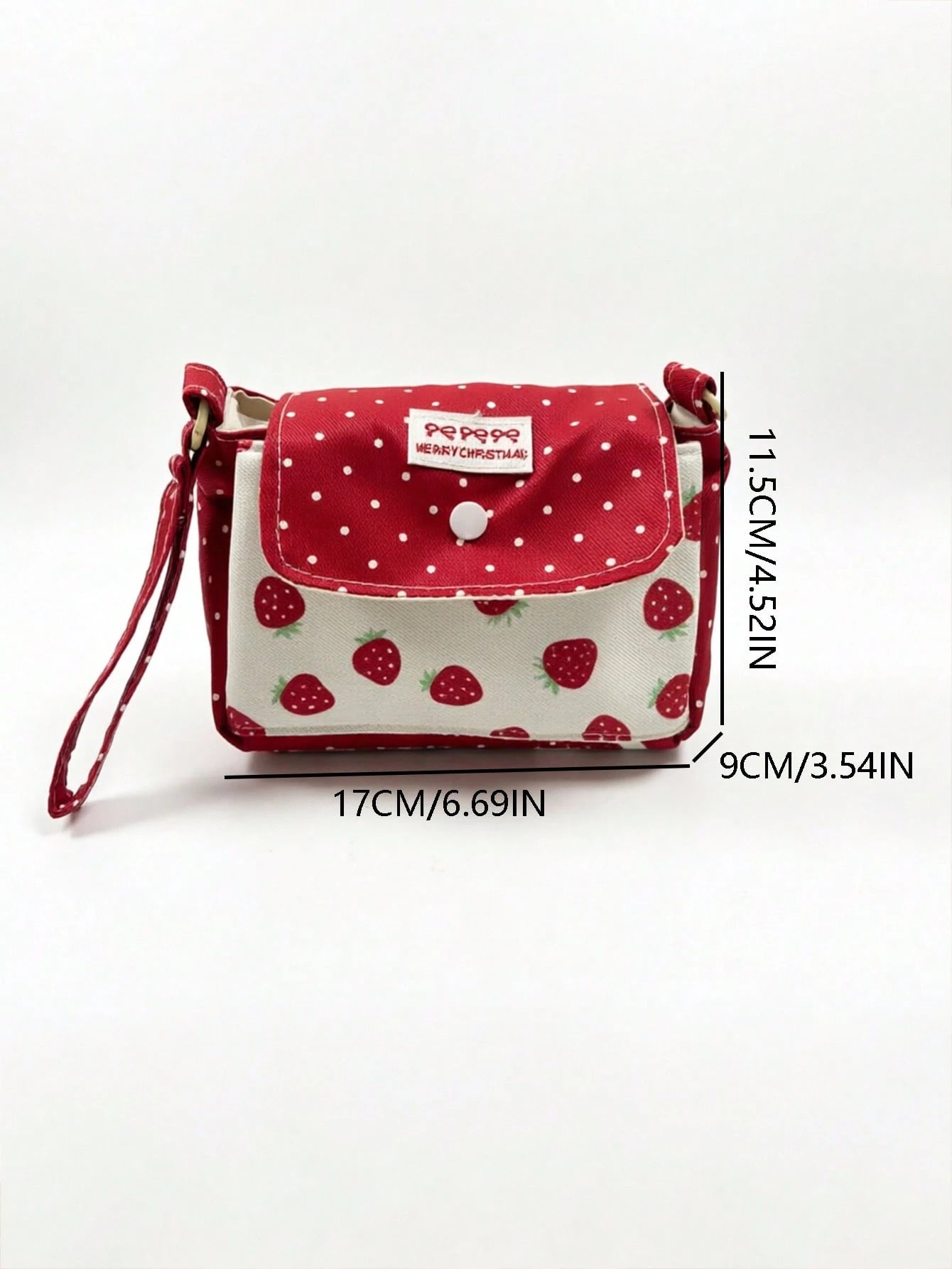 Japanese & Korean Style Niche Double Layer Cute Strawberry Polka Dot Card Holder Coin Purse Small Pouch Fresh Portable Storage Bag High Aesthetic