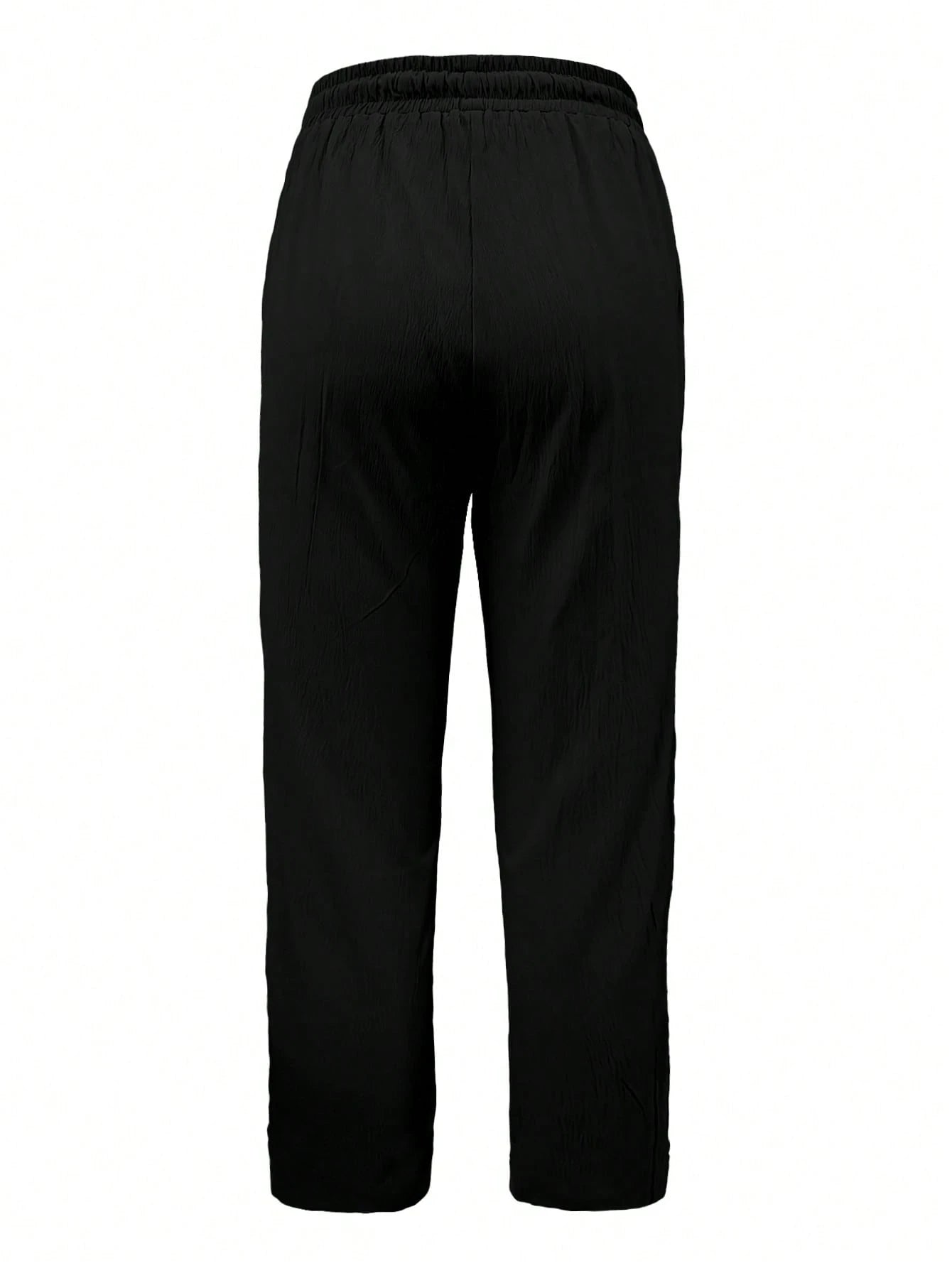 Jisfaneya Women's Solid-Color Drawstring Waist Casual Pants With Pockets Black
