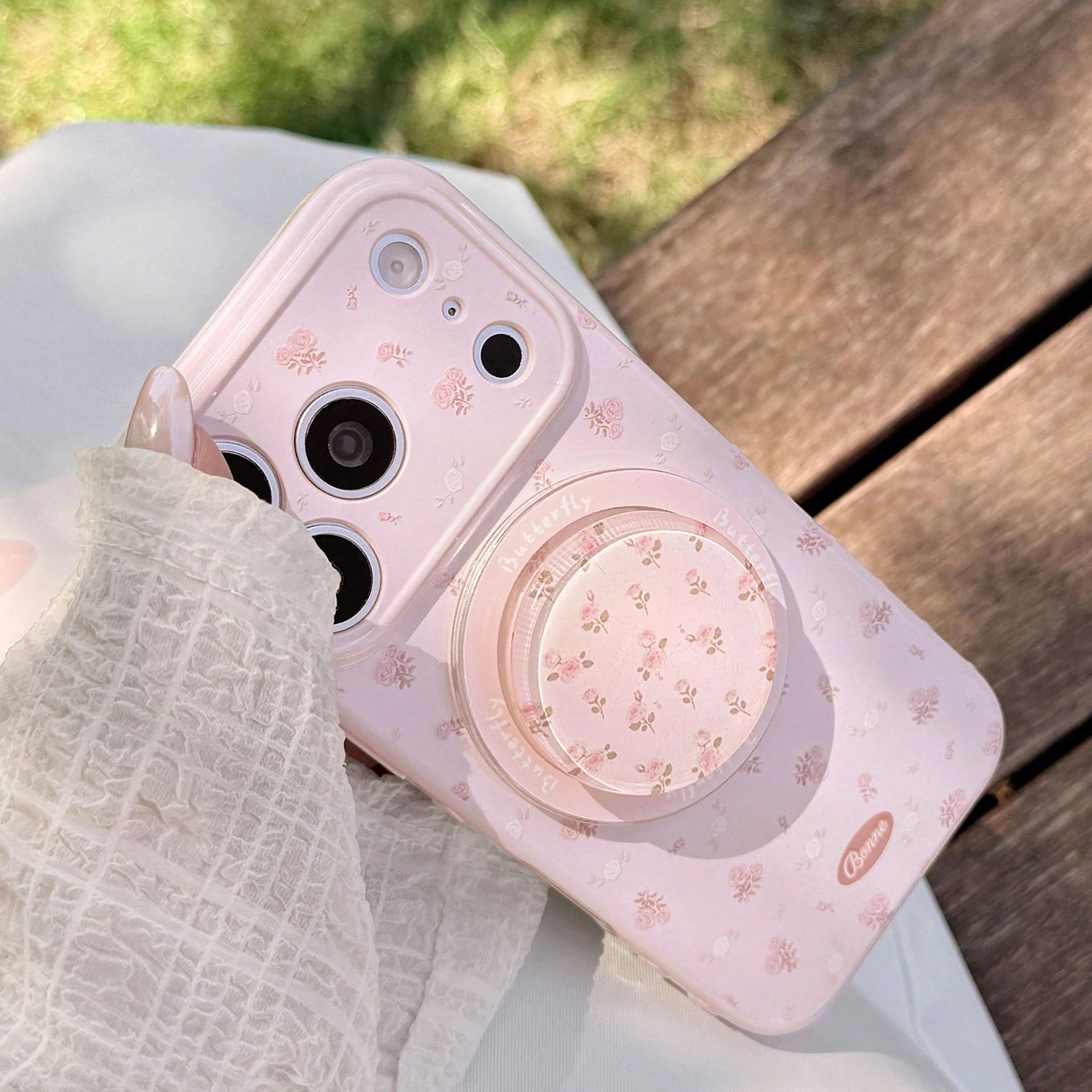 Kavenfort Strawberry Pink Magnetic Powder White Branch Rose + Pink Rose Magnetic Stand, Girl Style Floral Phone Case, Compatible With Iphone 17 17 Pro Max, Gentle 14 Magnetic Stand 15 Soft Case, Fairy