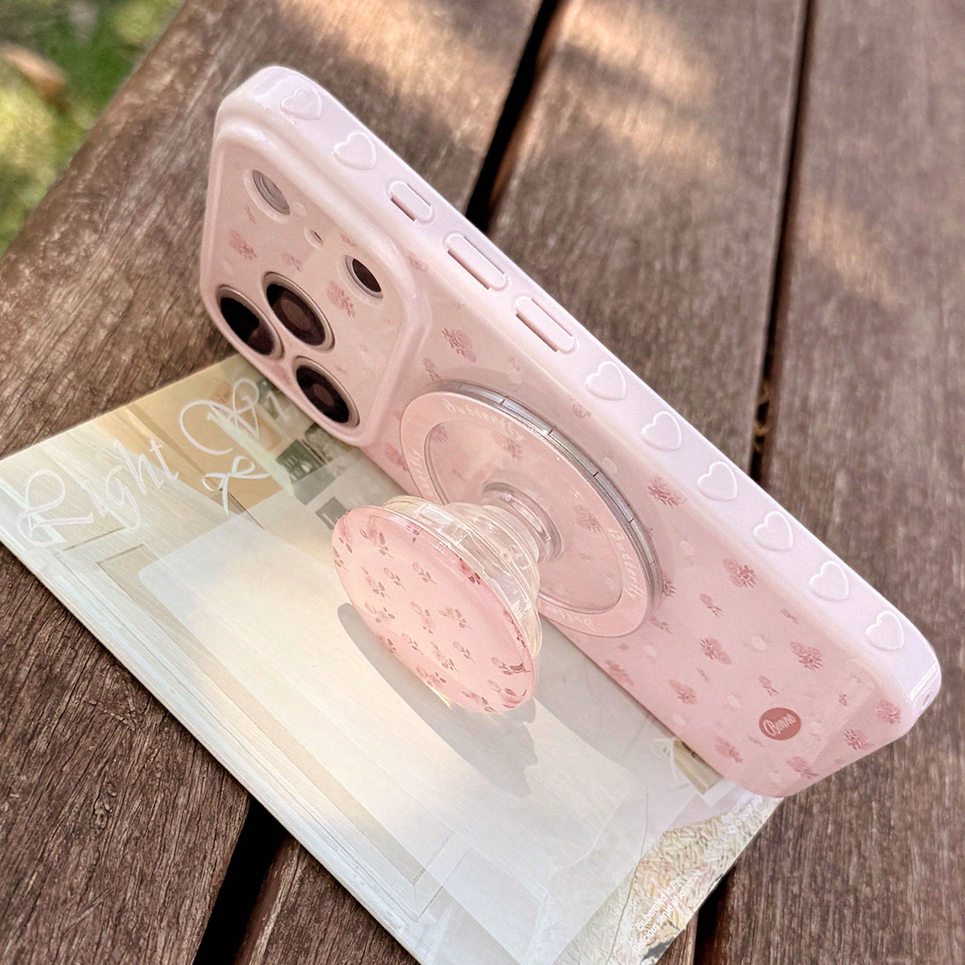 Kavenfort Strawberry Pink Magnetic Powder White Branch Rose + Pink Rose Magnetic Stand, Girl Style Floral Phone Case, Compatible With Iphone 17 17 Pro Max, Gentle 14 Magnetic Stand 15 Soft Case, Fairy