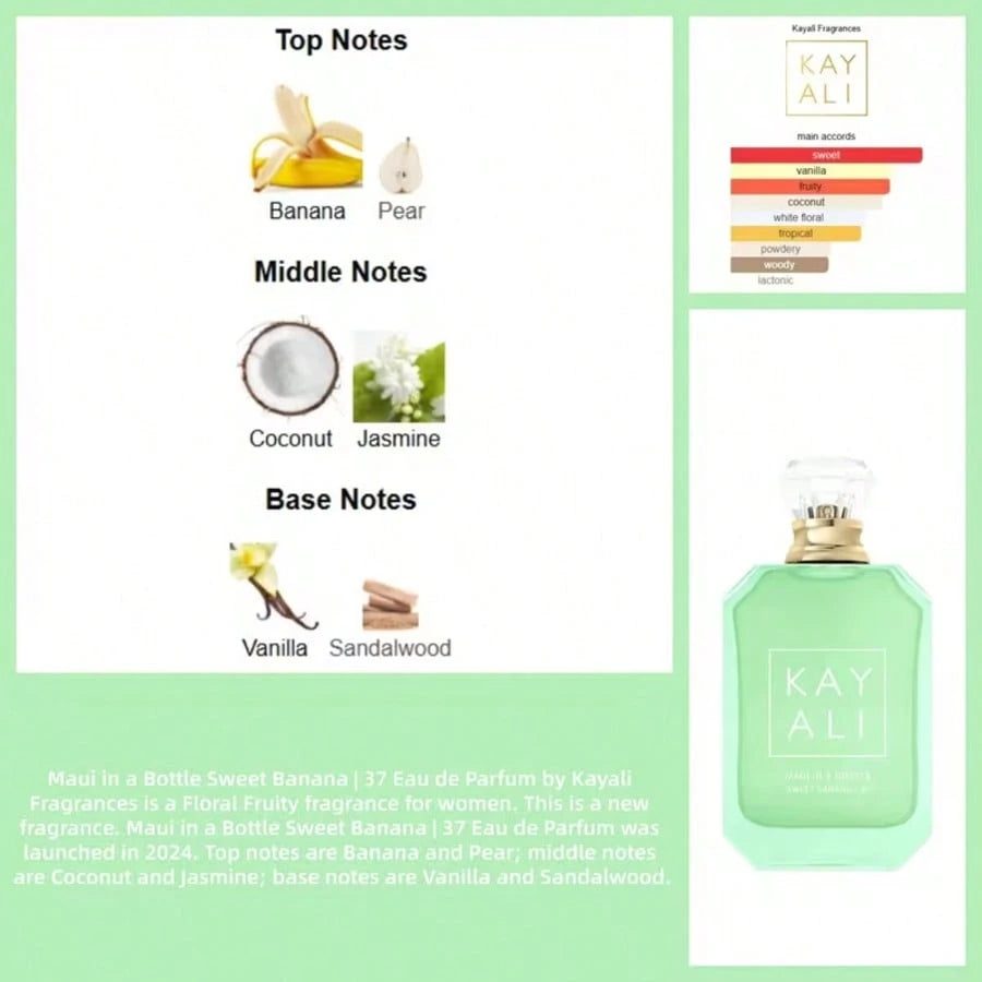 KAYALI 37 Fragrances Maui In A Bottle Sweet Banana Eau De Parfum,3.4 Oz/ 100ml Create Tropical Fresh Fruits With Refreshing Fruit Aroma To Cool Down, Soft And Creamy Fragrance To Last, And A Fresh Ou