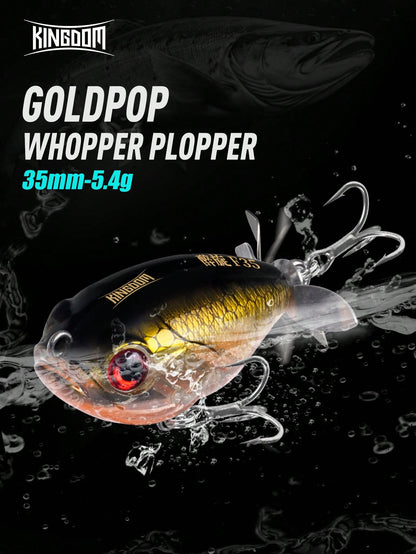 Kingdom GoldPop 35mm 5.4g Topwater Whopper Popper Fishing Lure Pike Fishing Floating Wobbler Artificial Hard Bait With Propeller