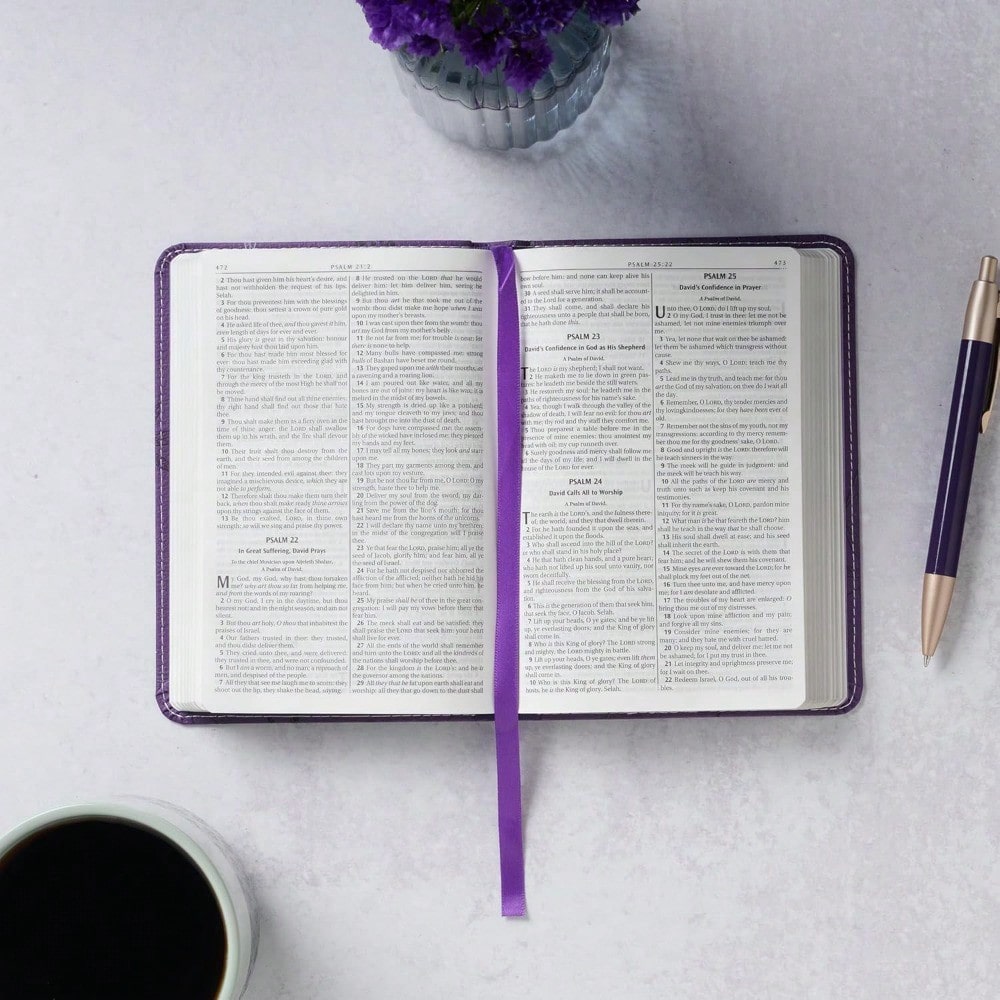 KJV Holy Bible, Compact Faux Leather Red Letter Edition- Ribbon Marker, King James Version, Purple (KJV Compact Editions)